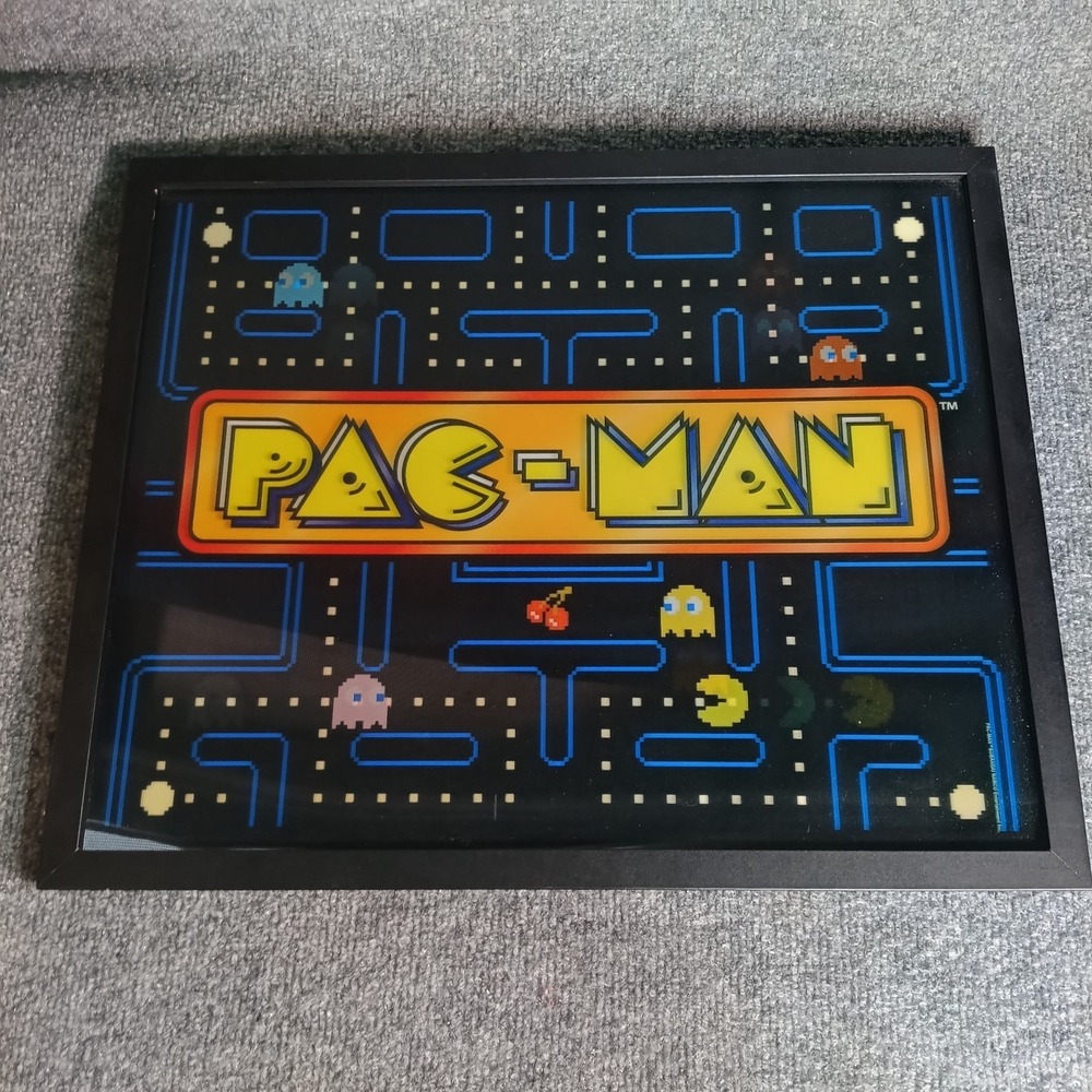 Pac Man Lenticular Framed Wall Art Retro Arcade Video Game 3D Motion 18x15